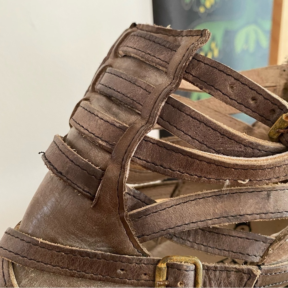 Firebird by Steven Gray Brown Leather Distressed Stair Ankle Boot 6 - Picture 10 of 16